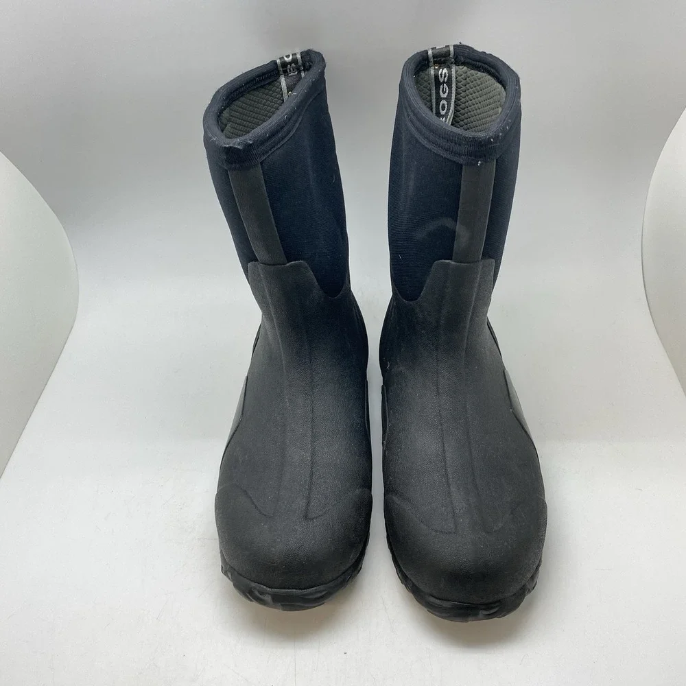 BOGS Classic Mid Calf Boots Mens 8 Black WP Snow Boot Workwear Shoes 61142-001
